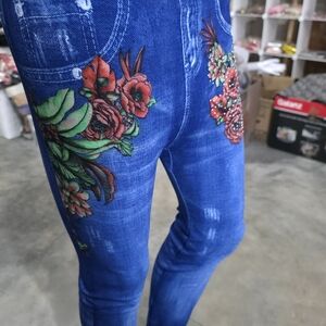 Floral Embroidered Blue Jeans